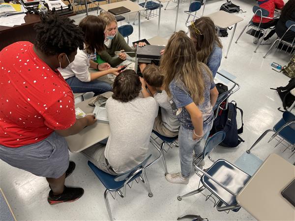 Students working on a CPU